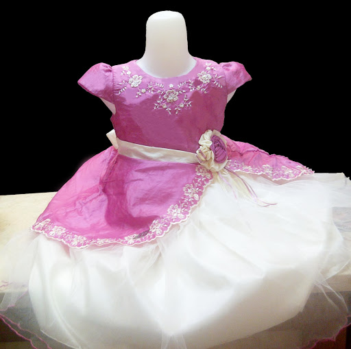 gaun mekar pink anak